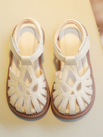 Blumenmädchenschuhe Ecru Weiß Pu-leder Partyschuhe Für Kinder