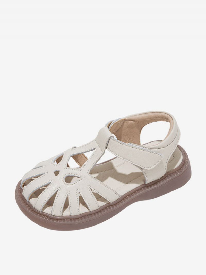 Blumenmädchenschuhe Ecru Weiß Pu-leder Partyschuhe Für Kinder - Beige