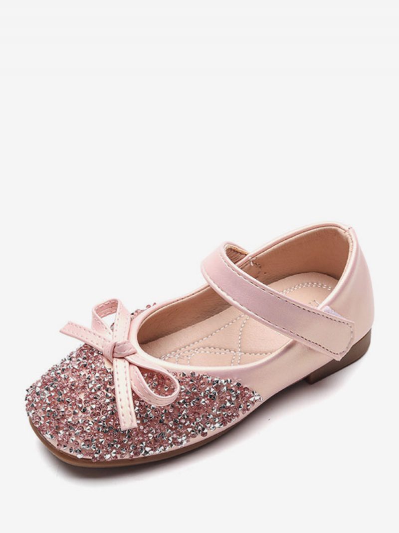 Blumenmädchenschuhe Gold Wildleder Pailletten Partyschuhe Für Kinder - Rosa