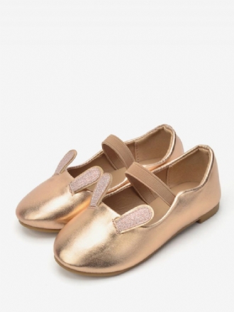 Blumenmädchenschuhe Goldfarbene Pu-leder-partyschuhe Für Kinder