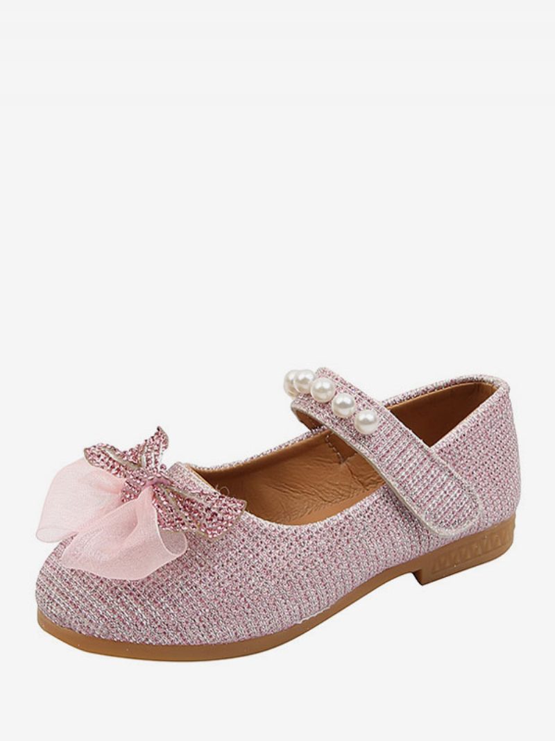 Blumenmädchenschuhe Rosa Polyesterschleifen Partyschuhe Für Kinder