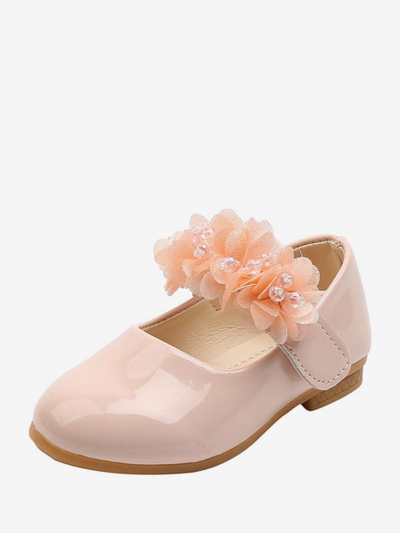 Blumenmädchenschuhe Rosa Pu-leder Partyschuhe Für Kinder