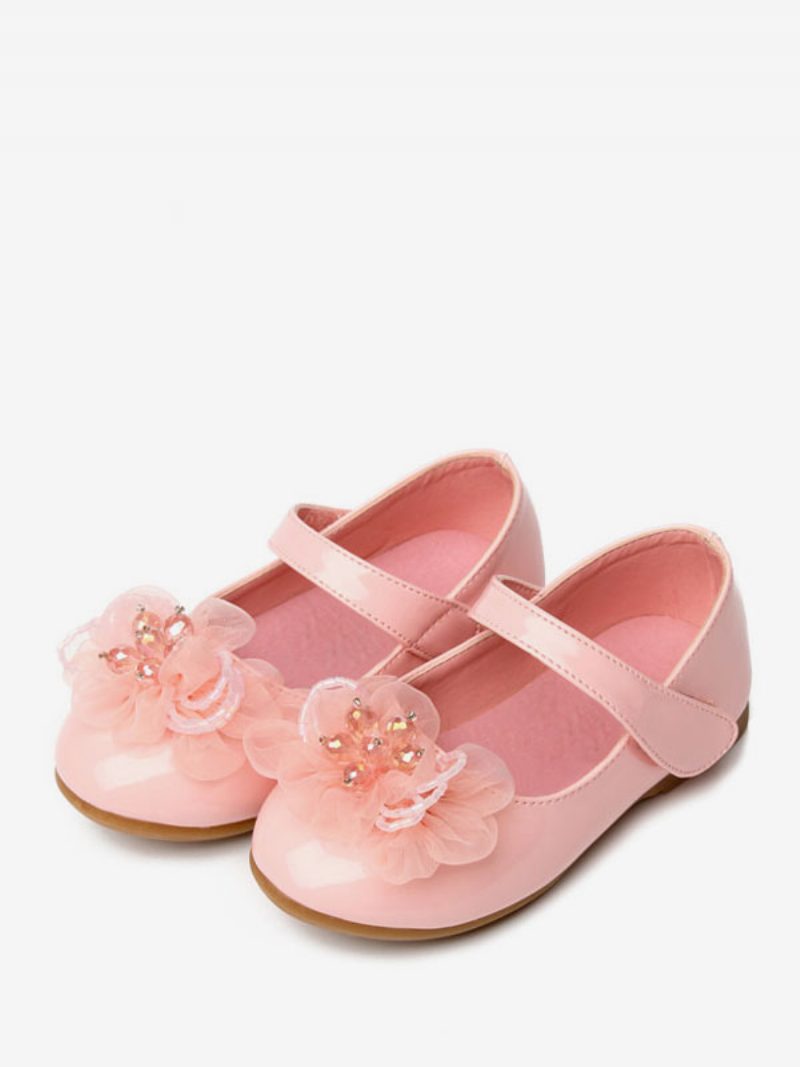 Blumenmädchenschuhe Weiße Partyschuhe Aus Pu-leder Für Kinder - Rosa