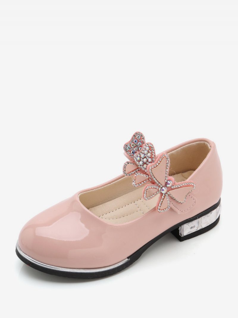 Blumenmädchenschuhe Weiße Pu-lederschleifen Partyschuhe Für Kinder - Rosa