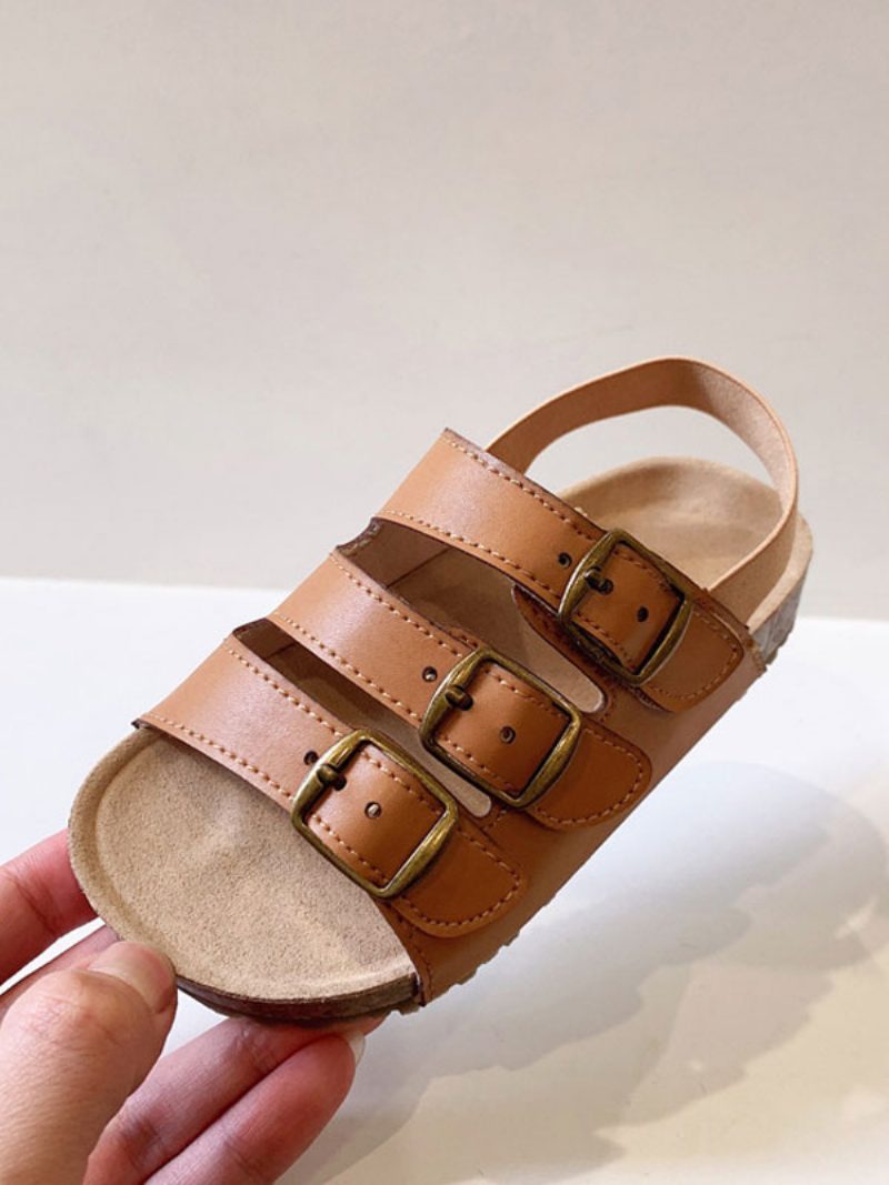 Mädchen-sandalen Mit Offenem Zehenbereich Und Schnallendetail - Kaffeebraun