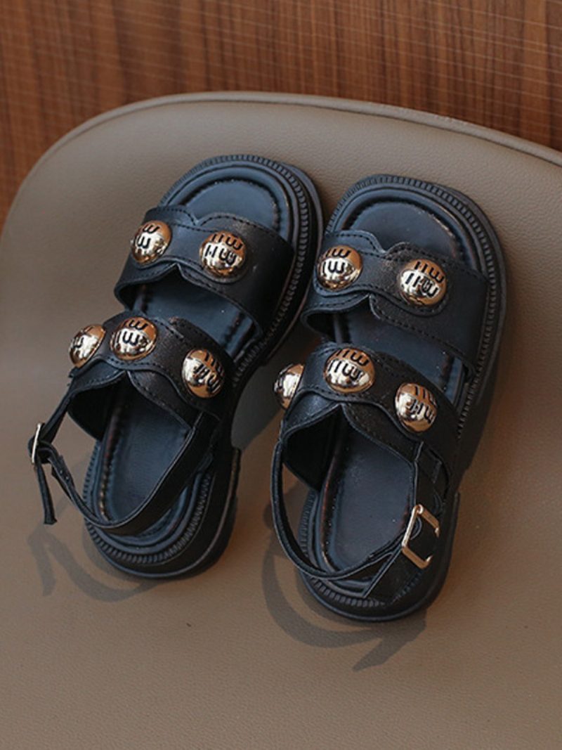 Weiße Sandalen Für Mädchen Mit Nieten Und Slingback-sandalen - Schwarz