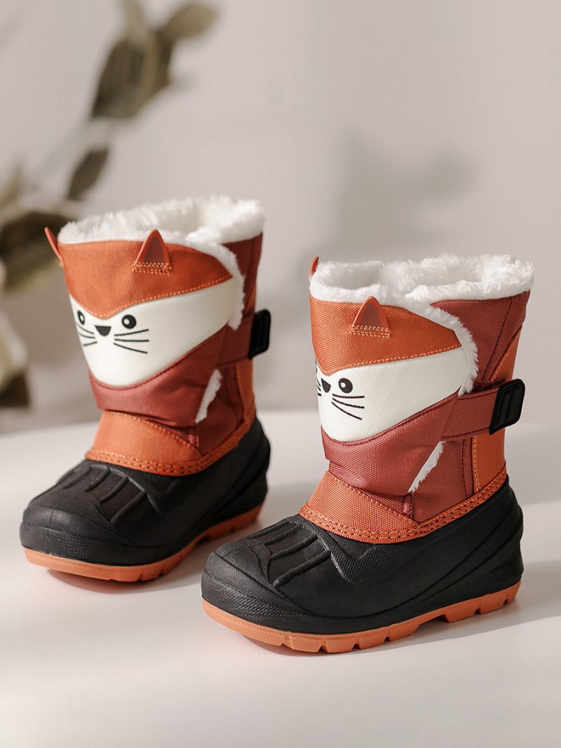 Winterschuhe Für Mädchen Schöne Schneestiefel Aus Nylon Mit Cartoon-einhorn-charakteren - Orange