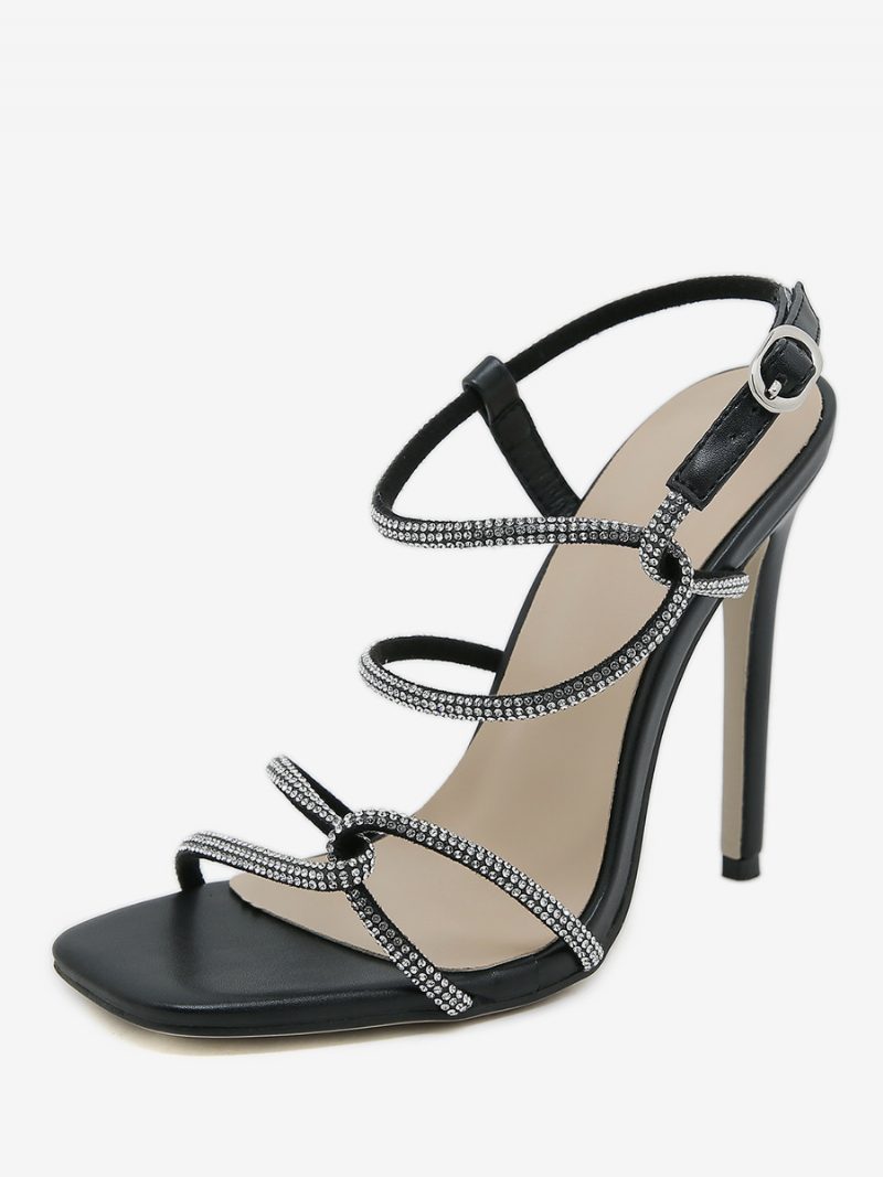 Damen-absatzsandalen Peep-toe-stiletto-absatz-sandalen Pu-leder - Schwarz