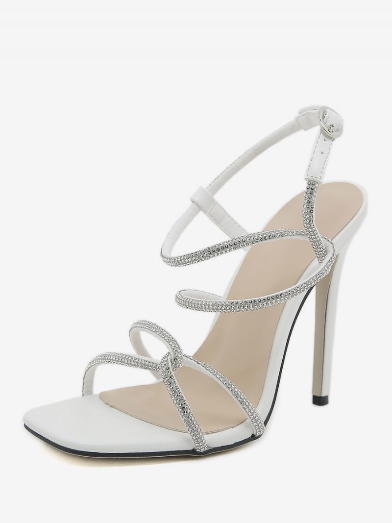 Damen-absatzsandalen Peep-toe-stiletto-absatz-sandalen Pu-leder - Weiß