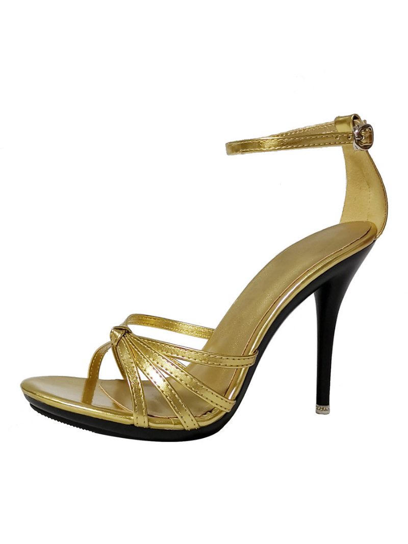 Damen-sandalen Mit Knöchelriemen Und Sexy Stiletto-absatz - Gold