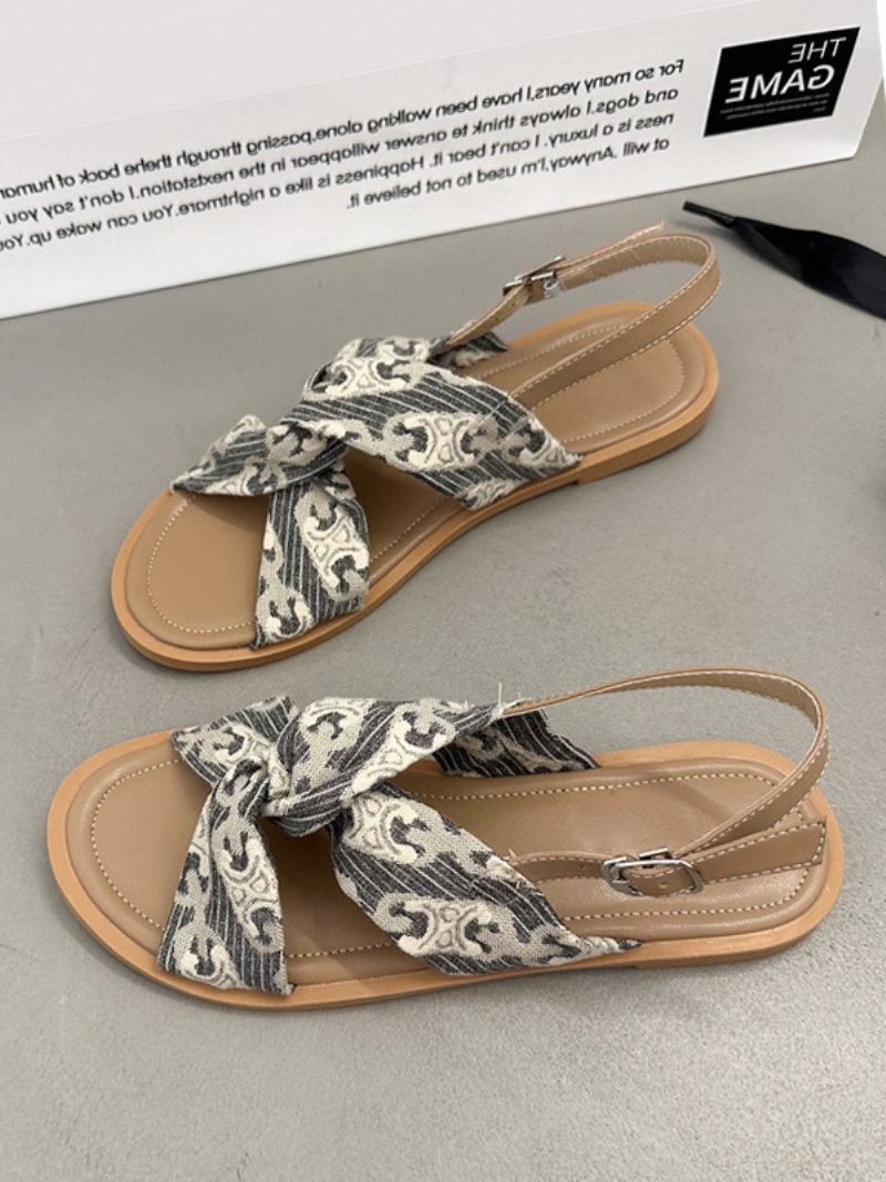 Damen-sandalen Mit Malriemen Verstellbar Textil Offener Zehenbereich - Hellgelb