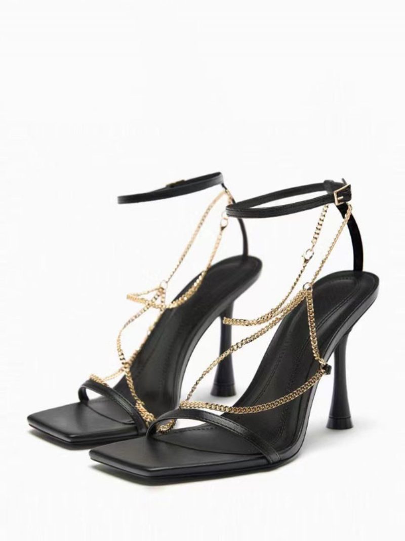 Damen-sandalen Mit Offenem Zehenbereich Stiletto-absatz Pu-leder-sandalen