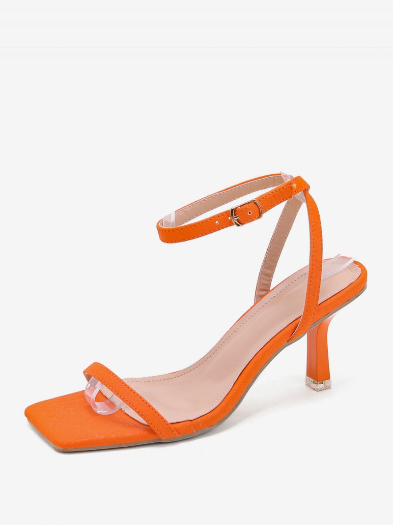 Damen-sandalen Mit Quadratischem Zehenbereich Und Stiletto-absatz Aus Pu-leder