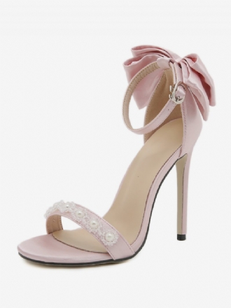 Damen-sandalen Mit Rundem Zehenbereich Stiletto-absatz Satin