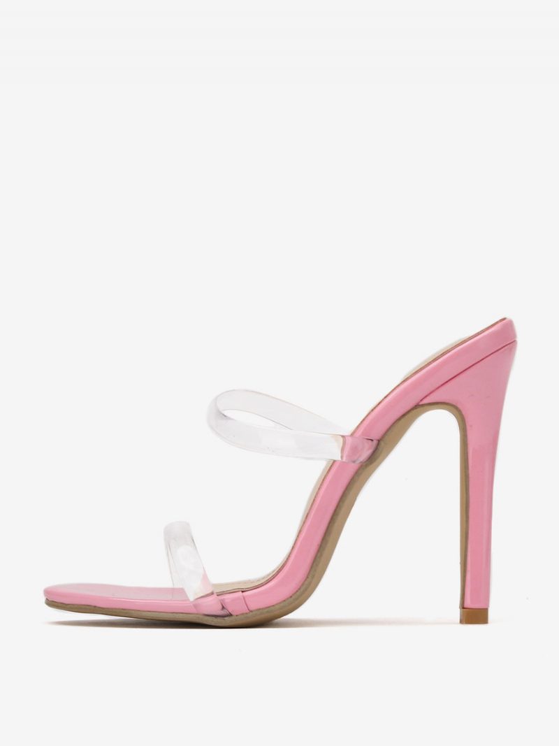 Damen-sandalen Mit Rundem Zehenbereich Stiletto-absatz Transparente Pc-sandalen - Rosa