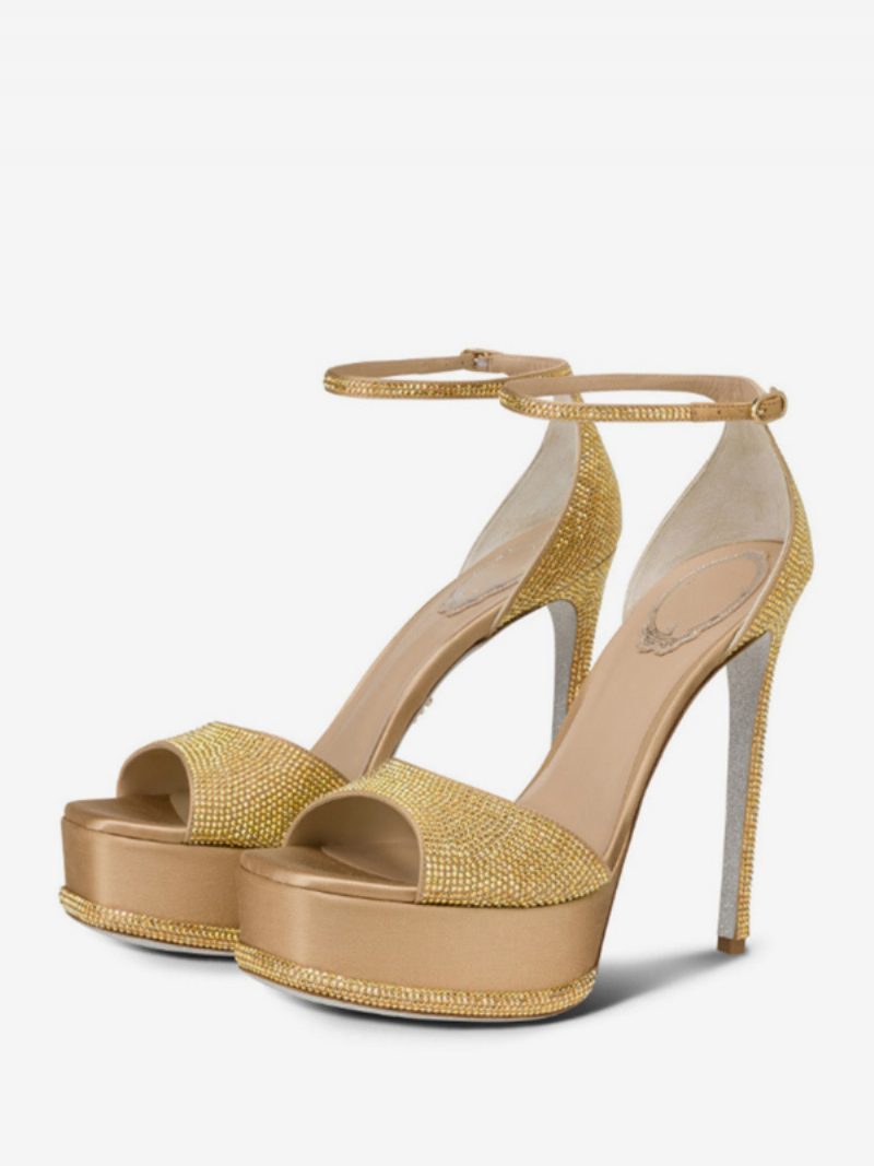 Goldene Damen-ballschuhe Mit Plateau-absatz Und Quadratischer Zehenpartie