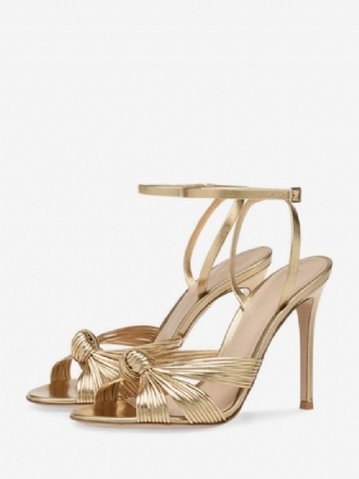 High-heel-sandalen Gold-metallic Mit Geknotetem Design Abschlussballschuhe Damen-partyschuhe