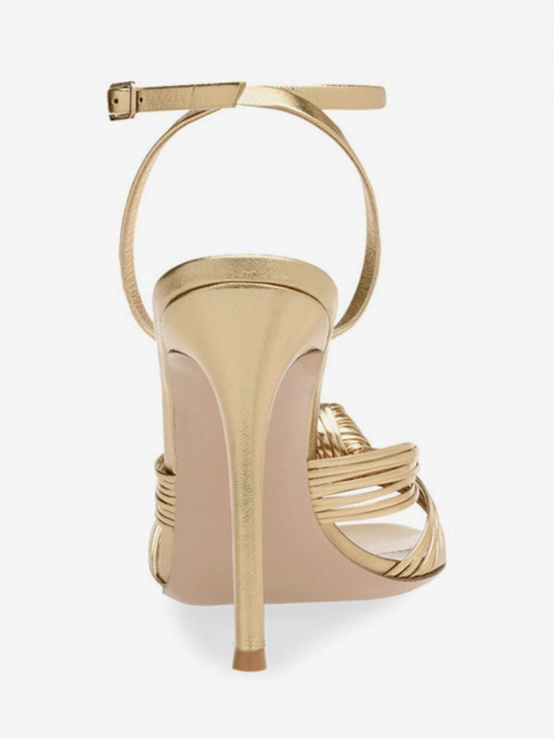 High-heel-sandalen Gold-metallic Mit Geknotetem Design Abschlussballschuhe Damen-partyschuhe - Hell Gold