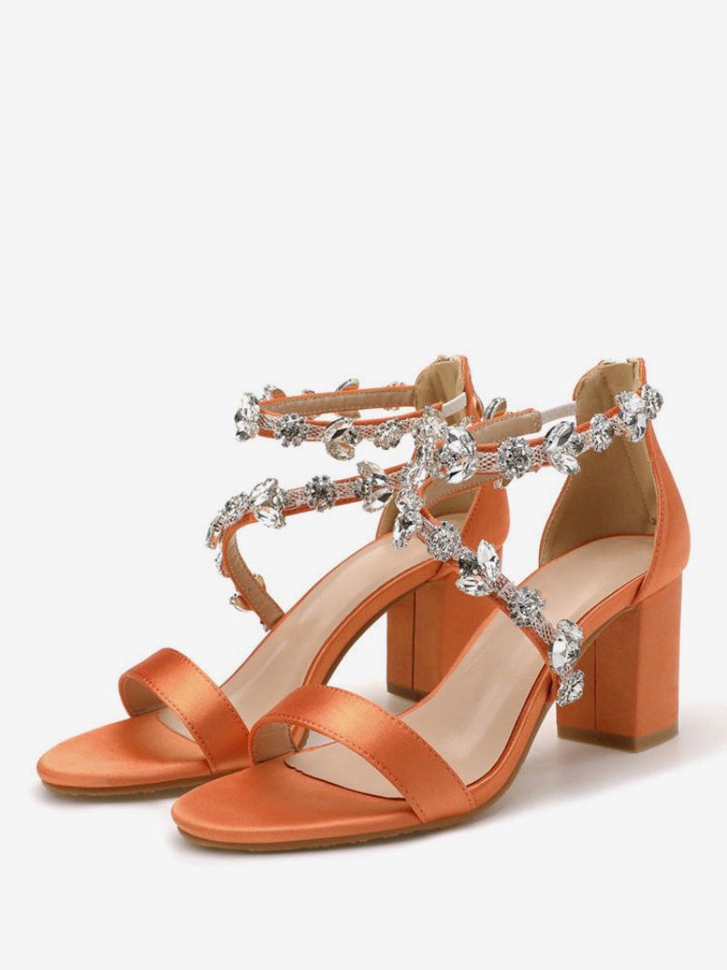 Phinestones Cross-over-brautsandalen Für Damen Mit Klobigem Absatz - Orange