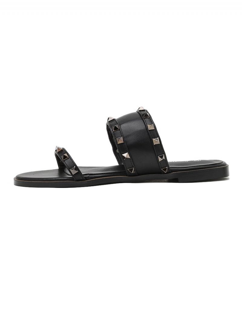 Slide-sandalen Mit Nieten Für Damen - Schwarz