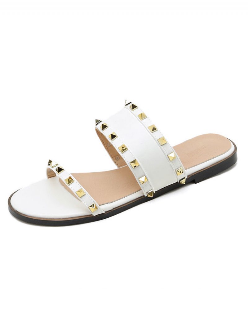 Slide-sandalen Mit Nieten Für Damen - Weiß