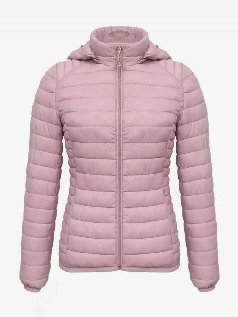 Puffermäntel Rosafarbene Kapuzen-baumwolle Warme Winter-oberbekleidung Für Damen - Rosa