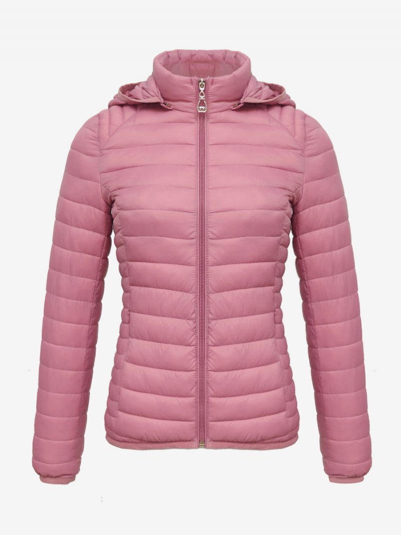 Puffermäntel Rosafarbene Kapuzen-baumwolle Warme Winter-oberbekleidung Für Damen - Cameo Pink