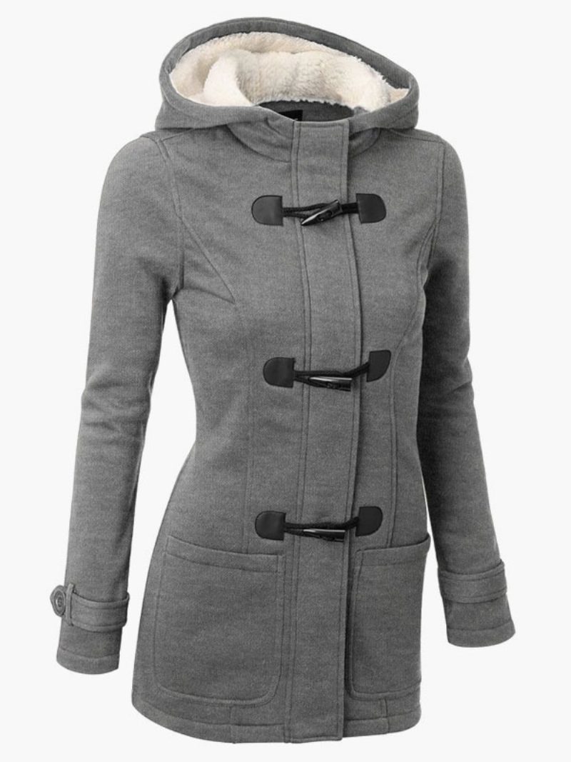 Winterjacken Für Damen Kapuzenpullover Grauer Mantel Oberbekleidung