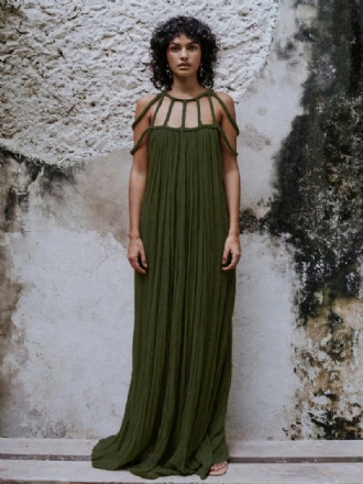 Damen-boho-kleid Mit Ausschnitt Ärmellos Übergroßes Ausgeschnittenes Strandkleid