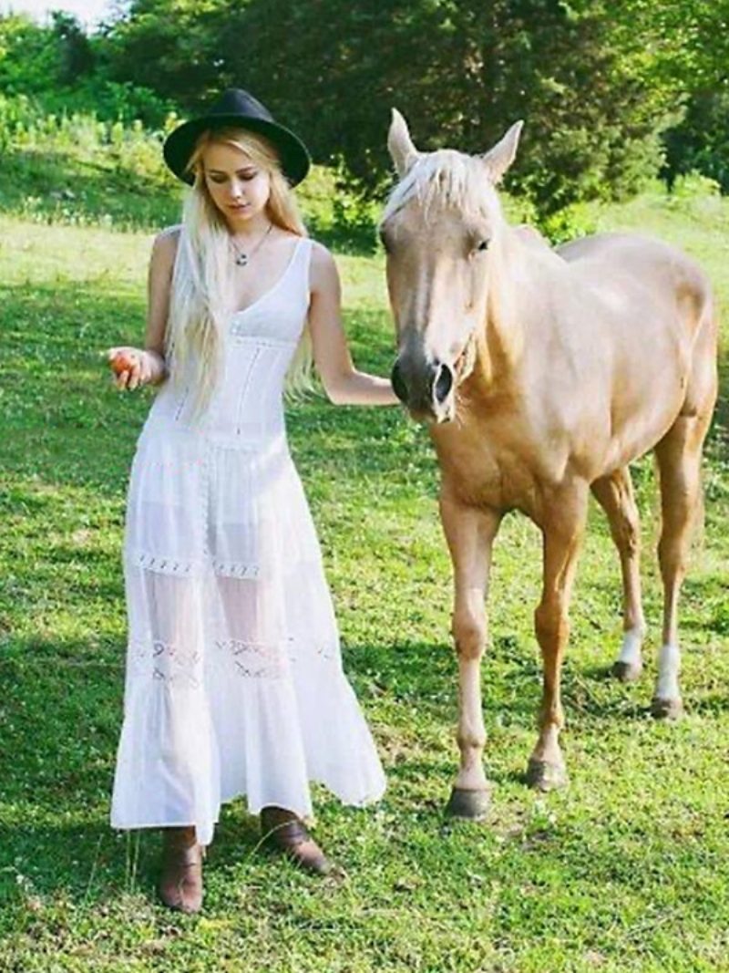 Damen-cover-ups Weiße Knöpfe Verzierter Kragen Ärmellos Wandelbar Polyester Sommer-strand-bademode - Weiß