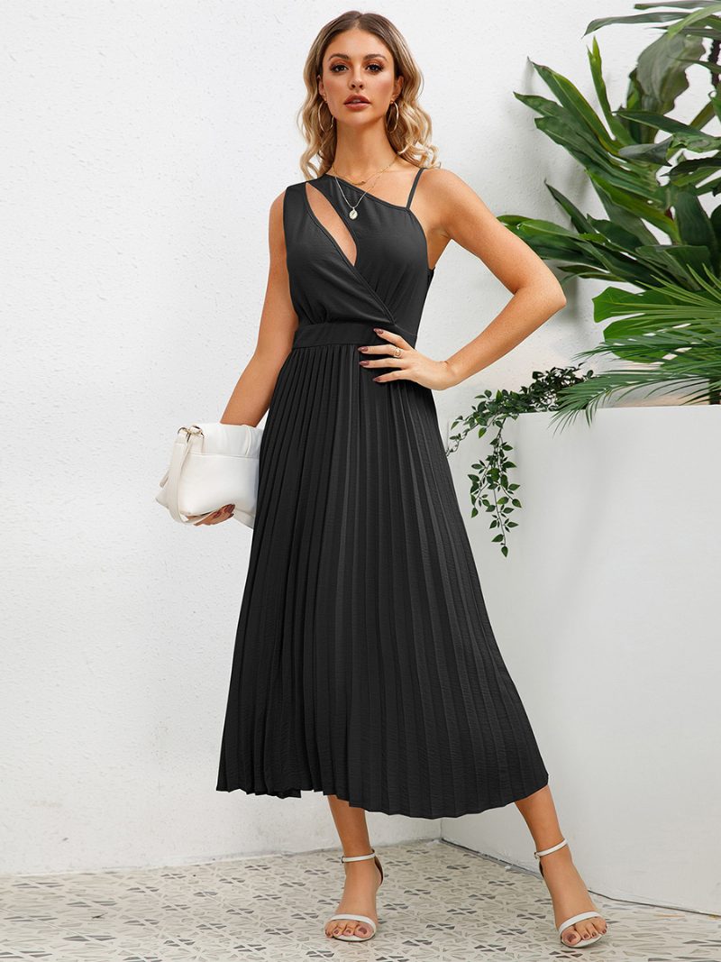 Damen-freizeitkleid Ausschnitt Asymmetrische Schulter Rüschen Sommer-midi-kleider