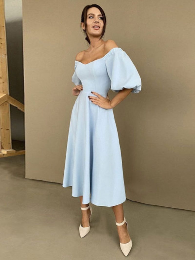 Damen-midikleid Bateau-ausschnitt Halbe Ärmel Halbformelles Party-abschlussballkleid