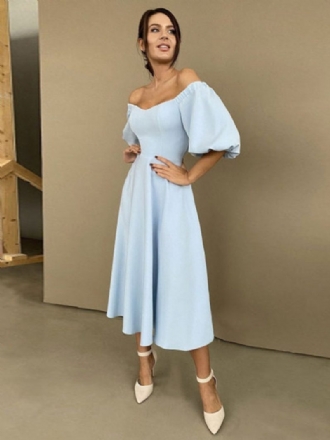 Damen-midikleid Bateau-ausschnitt Halbe Ärmel Halbformelles Party-abschlussballkleid