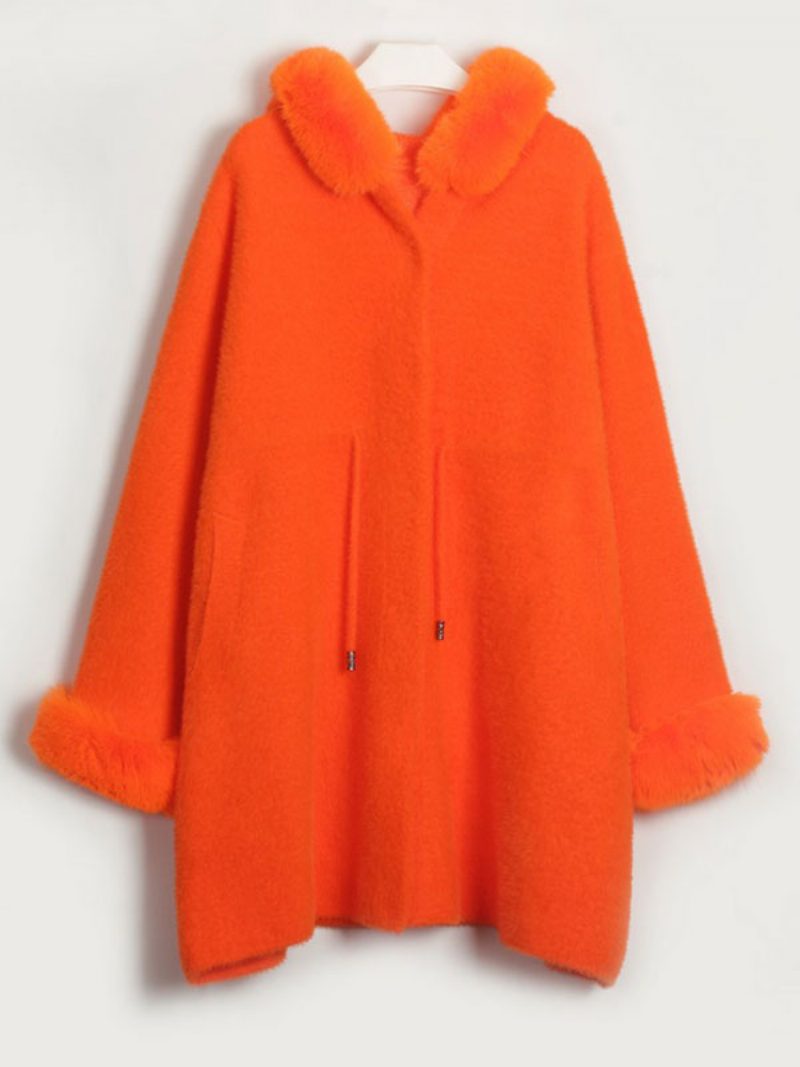 Jacke Für Damen Mit Langen Ärmeln Und Kapuze Übergroße Herbst-winter-oberbekleidung - Orangerot