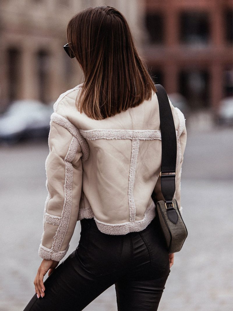 Pu-lederjacke Für Damen Zweifarbig Frühlings-street-oberbekleidung 2024 - Hellgelb