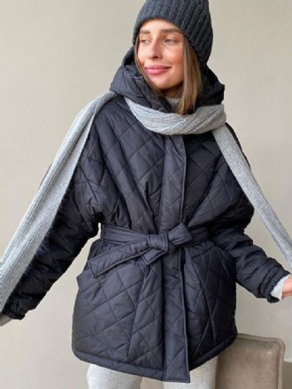 Steppjacke Mit Kapuze Gürtel Und Baumwollfüllung Winter-oberbekleidung Für Damen