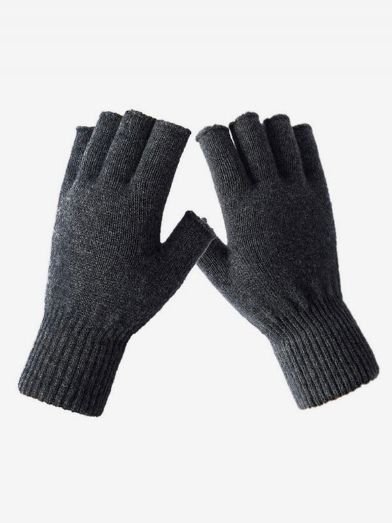 Damenhandschuhe Fingerlose Winter-warme Strickhandschuhe - Tiefgrau