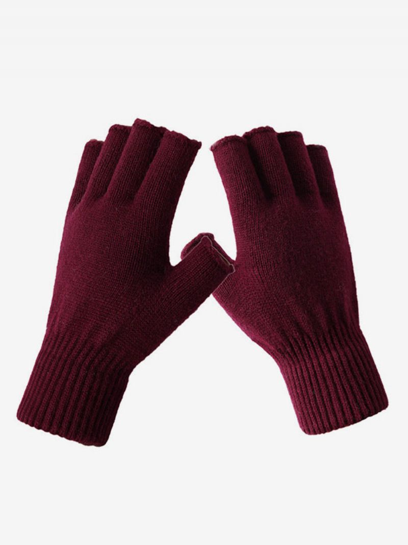 Damenhandschuhe Fingerlose Winter-warme Strickhandschuhe - Burgund