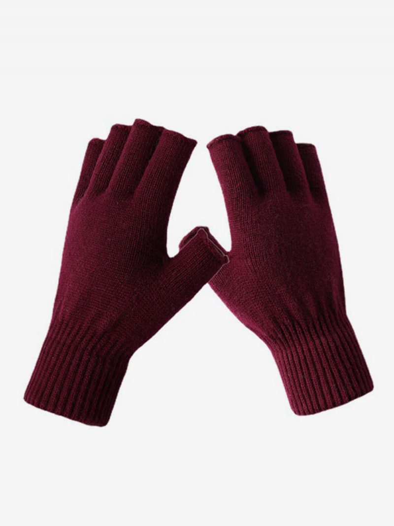 Damenhandschuhe Fingerlose Winter-warme Strickhandschuhe - Burgund