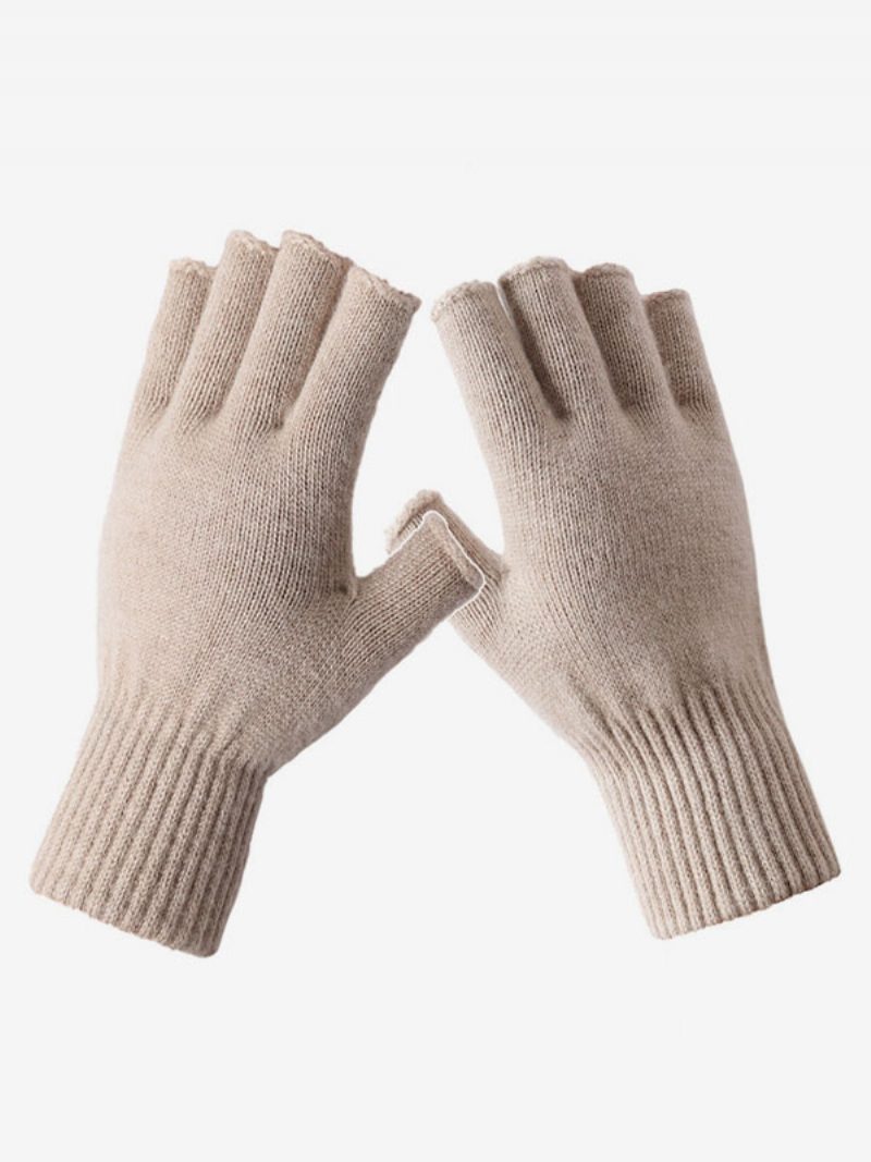 Damenhandschuhe Fingerlose Winter-warme Strickhandschuhe - Beige