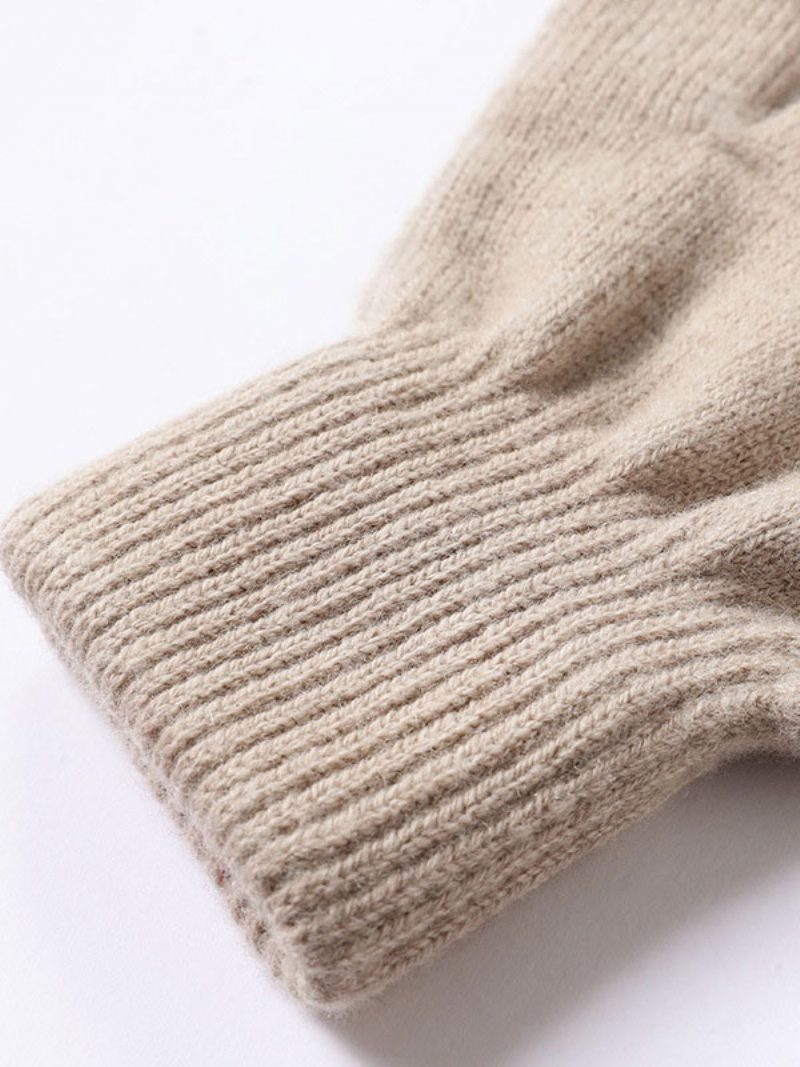 Damenhandschuhe Fingerlose Winter-warme Strickhandschuhe - Beige