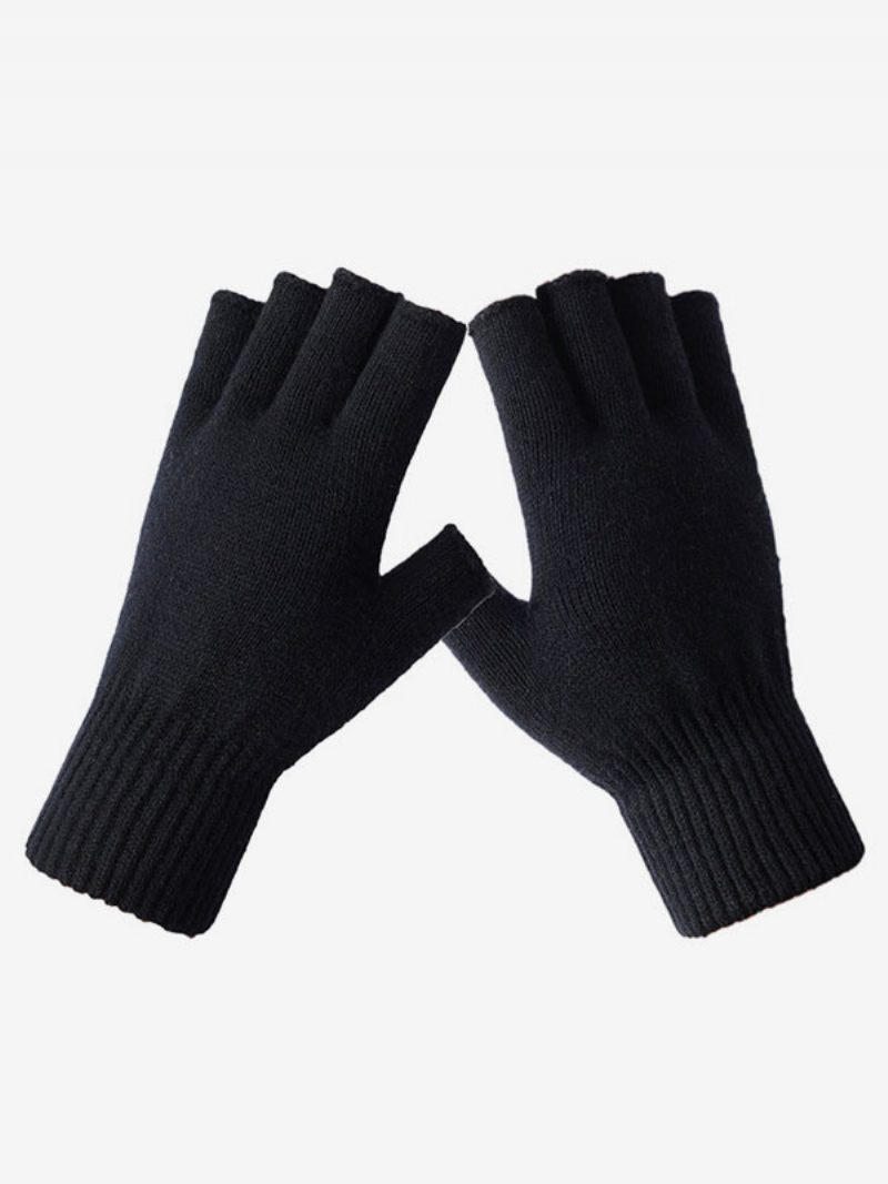 Damenhandschuhe Fingerlose Winter-warme Strickhandschuhe - Schwarz