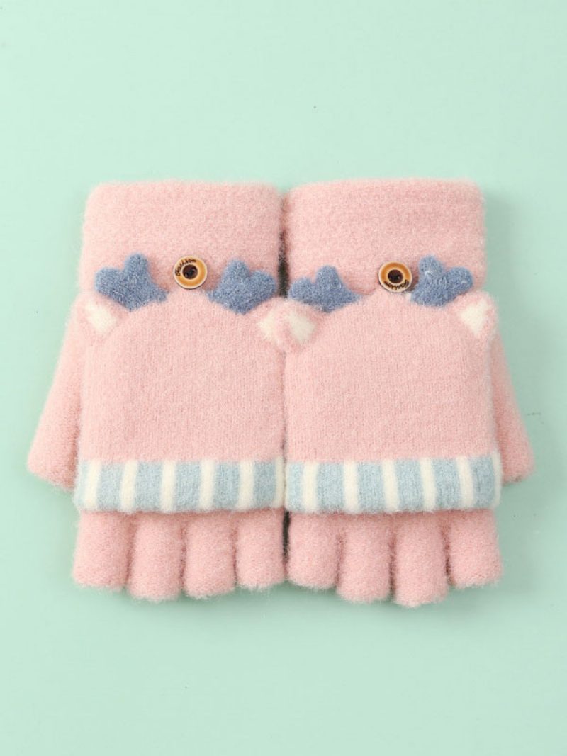 Damenhandschuhe Weihnachtsmuster Fingerlos Weihnachtsgeschenk Heimkleidung Winter Warm Süß Acc - Rosa