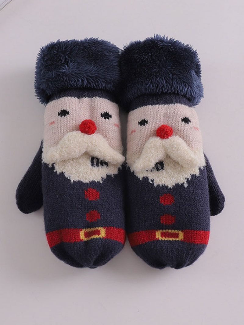 Damenhandschuhe Weihnachtsmuster Weihnachtsgeschenk Heimkleidung Winter Warm Süß Acc - Dunkelmarine