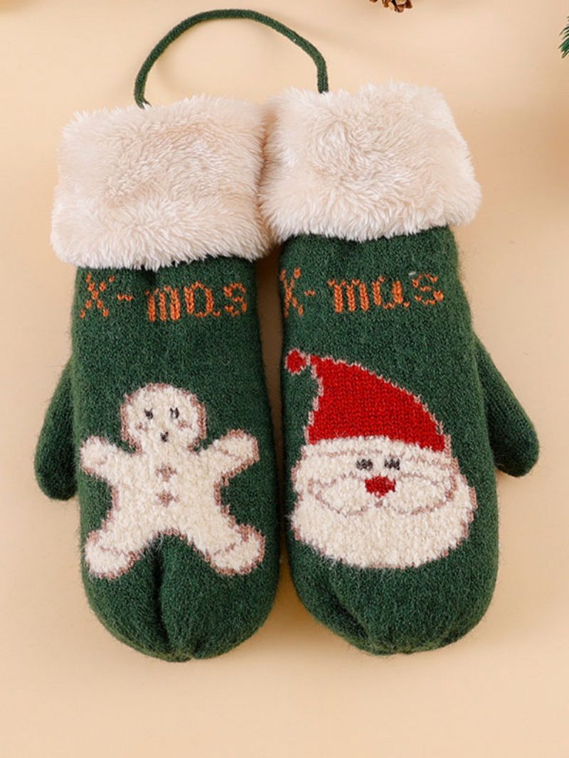 Damenhandschuhe Weihnachtsmuster Weihnachtsgeschenk Heimkleidung Winter Warm Süß Acc - Grün