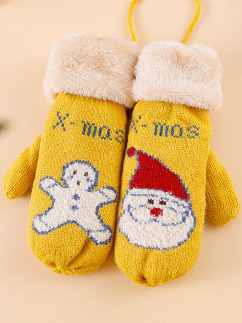 Damenhandschuhe Weihnachtsmuster Weihnachtsgeschenk Heimkleidung Winter Warm Süß Acc - Gelb