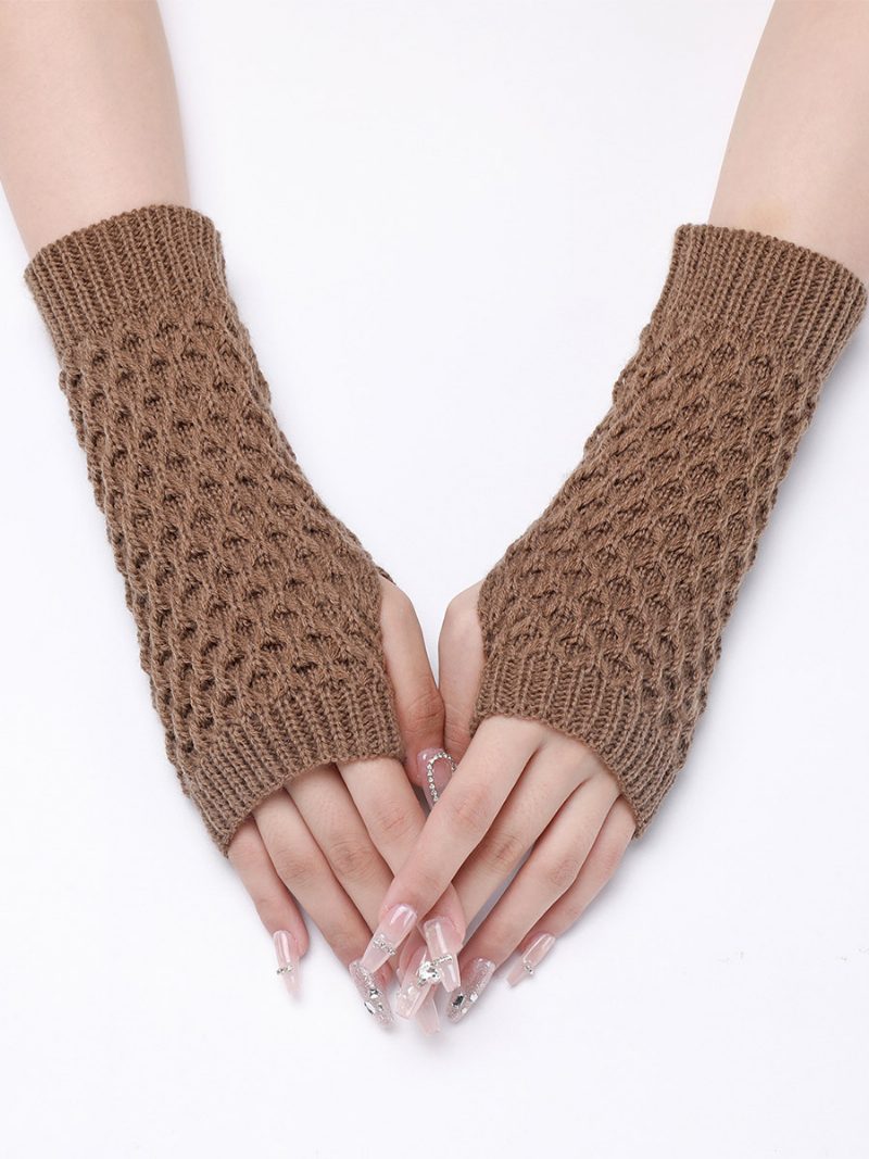 Gehäkelte Armstulpen Einfarbige Herbst-winter-handschuhe Für Damen