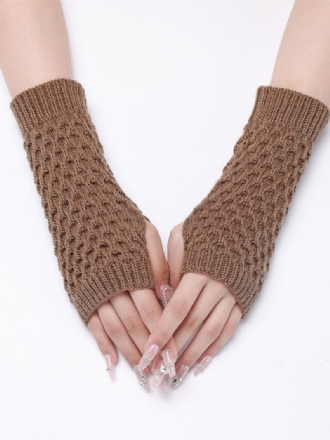 Gehäkelte Armstulpen Einfarbige Herbst-winter-handschuhe Für Damen