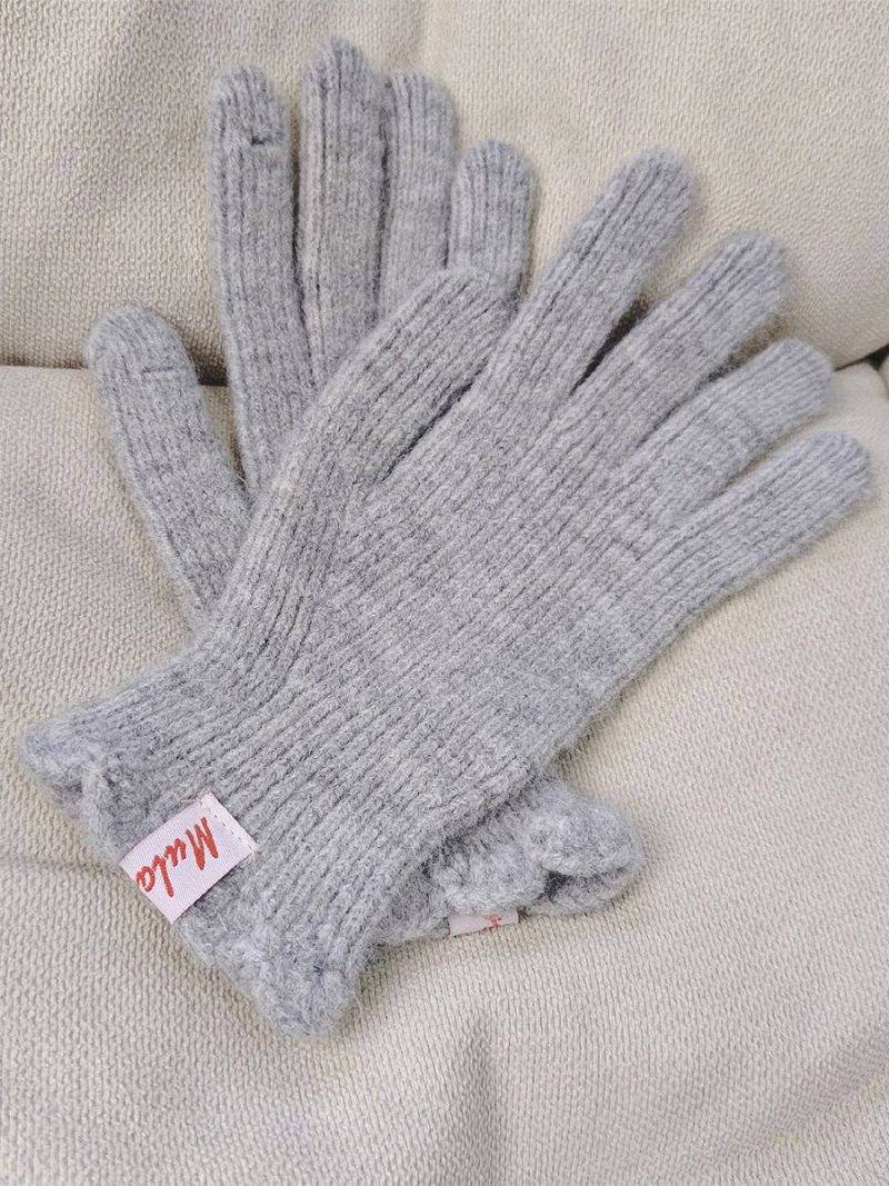 Gerippte Strickhandschuhe Einfarbige Herbst-winter-handschuhe Für Damen - Hellgrau