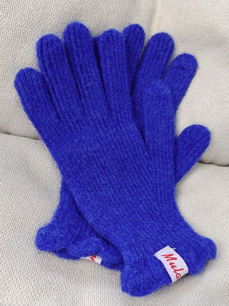 Gerippte Strickhandschuhe Einfarbige Herbst-winter-handschuhe Für Damen - Königsblau